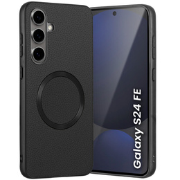 Θήκη για Samsung Galaxy S24 FE, Leather Hybrid MagSafe, μαύρη