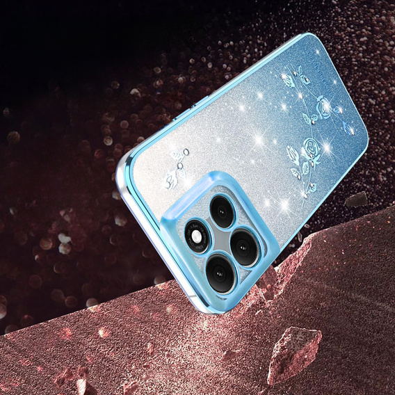 Θήκη για Motorola Moto G86 5G, Glitter Flower, μπλε