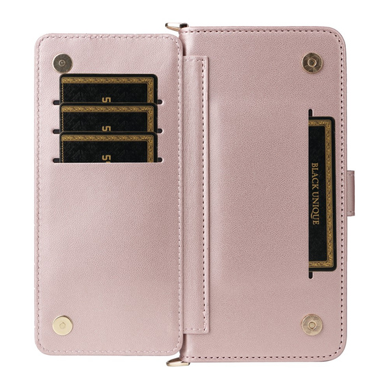 Θήκη με πτερύγιο για Xiaomi Poco M7 Pro 5G, Crossbody Leather Wallet, ροζ