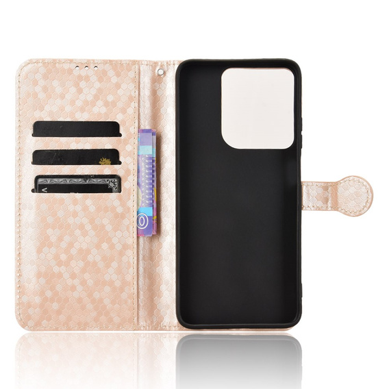 θήκη πτερύγιο για Motorola Moto G86 Power 5G, Wallet Rhombus, χρυσή
