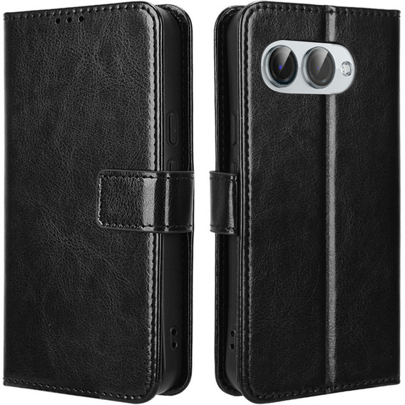 Θήκη με πτερύγιο για T Phone 3 5G, Crazy Horse Wallet, μαύρη