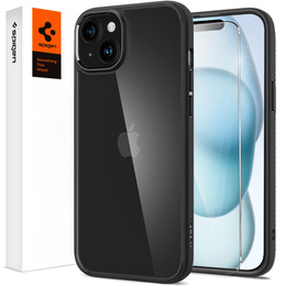 θήκη Spigen για iPhone 15, Ultra Hybrid, μαύρη + μετριασμένο γυαλί 9H