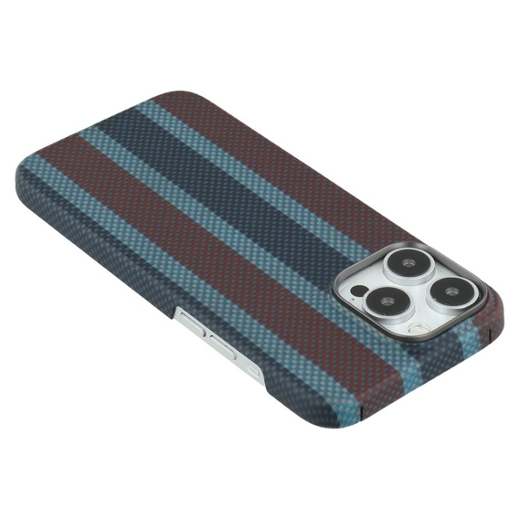 Θήκη για IPhone 16 Pro, Aramid Fiber Slim Case, για MagSafe, μπλε / κόκκινο