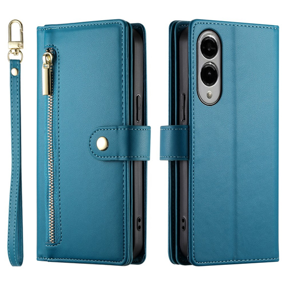 Θήκη με πτερύγιο για Samsung Galaxy S25 Edge, Wallet Zipper Pocket, μπλε