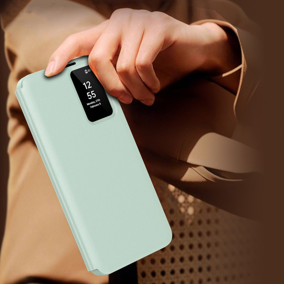 Αναδιπλούμενη θήκη για Samsung Galaxy S25+ Plus, Smart View Wallet, πράσινη
