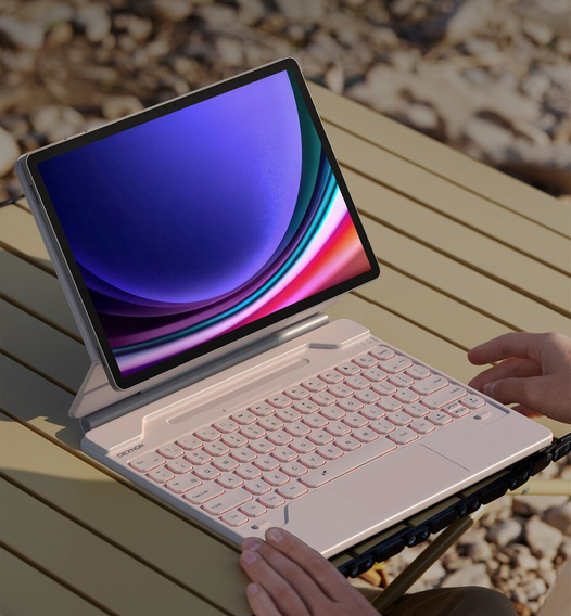 Θήκη πληκτρολογίου για Samsung Galaxy Tab S7+ / S7 FE / S9+ / S8+ / S9 FE+ / S10+, Dexnor Magnetic Keyboard Touchpad, ροζ