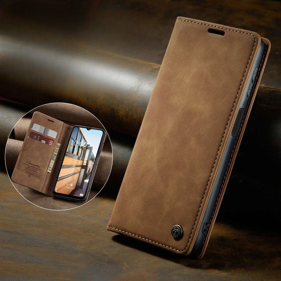 θήκη CASEME για Samsung Galaxy M33 5G, Leather Wallet Case, καφέ