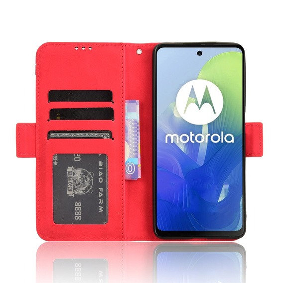 Θήκη με πτερύγιο για Motorola Moto E14, Card Slot, κόκκινη