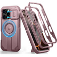 Θωρακισμένη θήκη για iPhone 16 Pro, Dexnor CamProtect MagSafe, ροζ (Δύο πλαίσια)