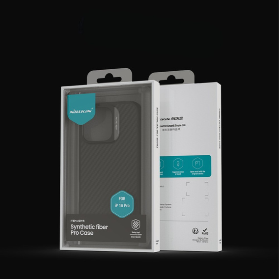 Θήκη για iPhone 16 Pro, θωρακισμένη Nillkin, Carbon Fiber, για Magsafe, μαύρη
