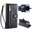 Θήκη με πτερύγιο για iPhone 14 Pro, Wallet Zipper Pocket, μαύρη
