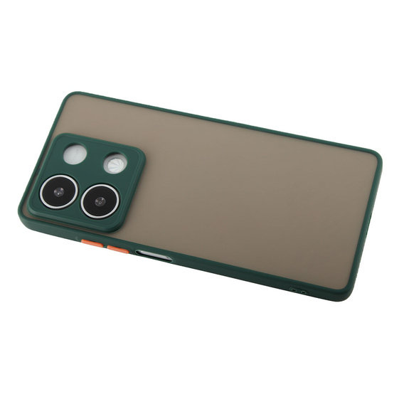 Θήκη σιλικόνης για Xiaomi Redmi Note 13 5G, με προστασία κάμερας, διαφανής / πράσινη + Tempered Glass 9H