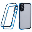 θήκη για το iPhone 16, Magnetic Dual Glass, μπλε