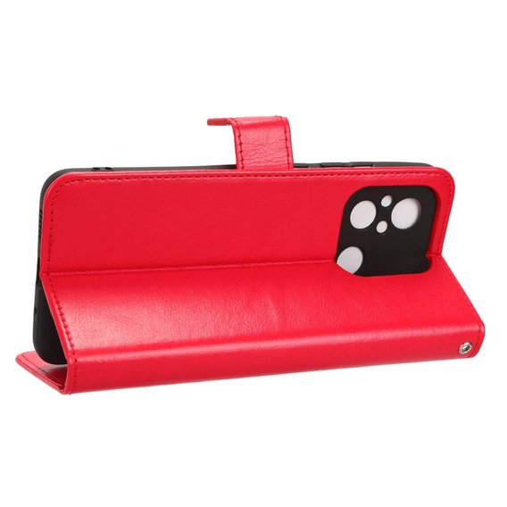 Θήκη με πτερύγιο για Xiaomi Redmi 12C, Crazy Horse Wallet, κόκκινη