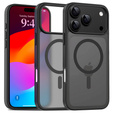 Ματ θήκη για iPhone 17 Pro, για MagSafe, ημιδιαφανές μαύρο
