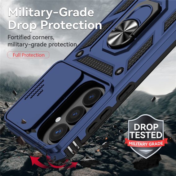 Θήκη με βάση και προστατευτικό φακού για Samsung Galaxy S26 Plus, μπλε