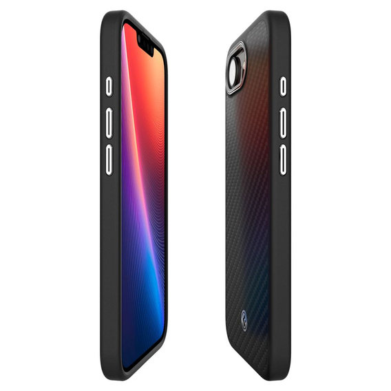  θήκη Spigen για iPhone 16E, Enzo Aramid MagSafe, carbon black + γυαλί 9H tempered glass