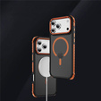 Ματ θήκη για iPhone 17 Pro Max, θωρακισμένη, για MagSafe, καπνιστή με πορτοκαλί πλευρές