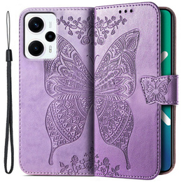 Θήκη με πτερύγιο για Xiaomi Poco F5, Butterfly, μωβ