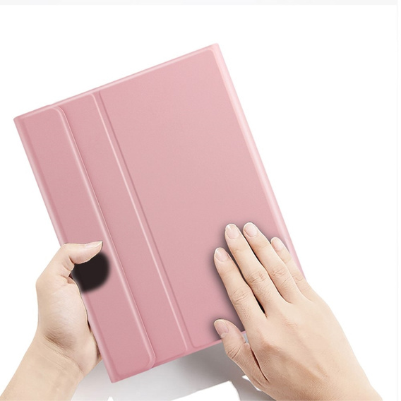 Θήκη + πληκτρολόγιο iPad 10.2 7/8/9 gen 2019/2020/2021, Keyboard Cover Pen Slot, ροζ rose gold