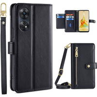 Θήκη με πτερύγιο για Oppo Reno8 T 4G, Wallet Zipper Pocket, μαύρη