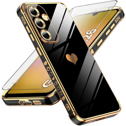 Η θήκη για το Samsung Galaxy A26, Electro heart, μαύρη + γυαλί 9H