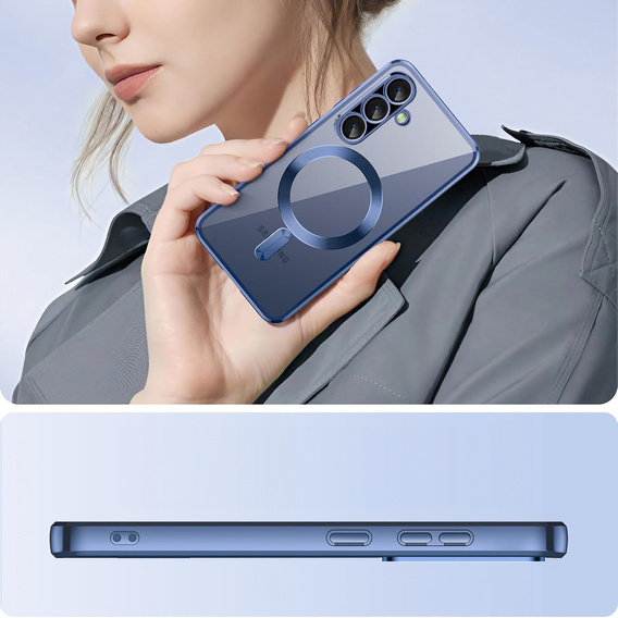 Θήκη για Samsung Galaxy A56, Electro MagSafe, σκούρο μπλε + Γυαλί για την οθόνη