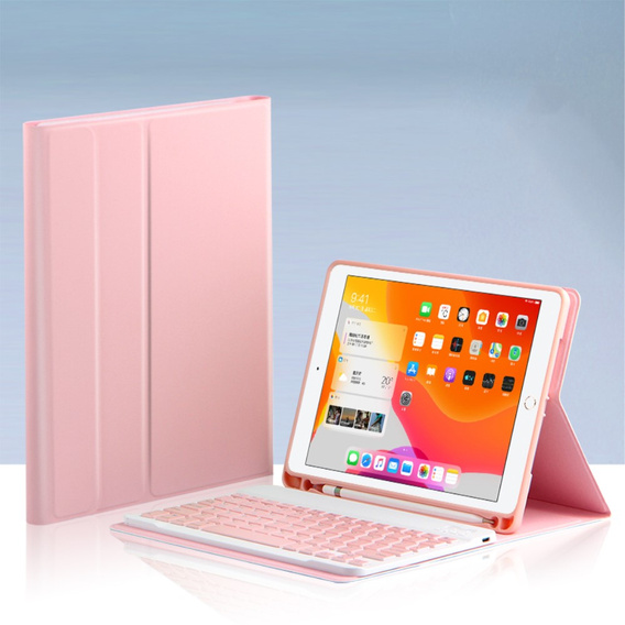 Θήκη + πληκτρολόγιο iPad 10.2 7/8/9 gen 2019/2020/2021, Keyboard Cover Pen Slot, ροζ rose gold