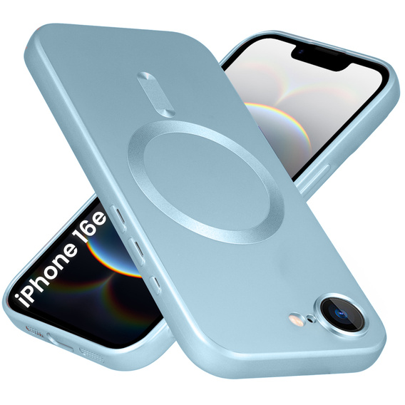 Θήκη για iPhone 16E, ColorMag, για MagSafe, μπλε + γυαλί 9H, μετριασμένο