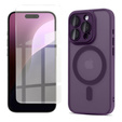Θήκη για iPhone 16 Pro Max, για MagSafe, ERBORD Μatt Case, σκούρο μωβ + Γυαλί οθόνης
