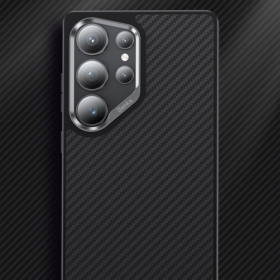 θήκη BENKS Kevlar για Samsung Galaxy S25, για MagSafe, Carbon Fiber, μαύρη