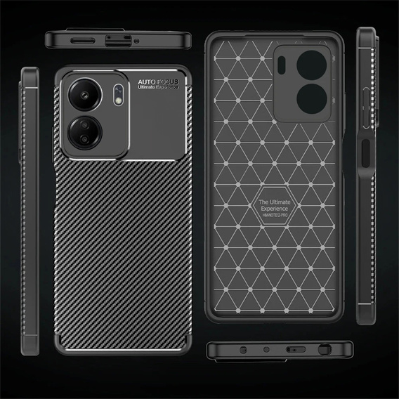 Θήκη για Xiaomi Redmi 13C / Poco C65, Carbon Gel, μαύρη