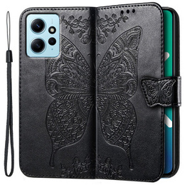 Θήκη με πτερύγιο για Xiaomi Redmi Note 12 4G, Butterfly, μαύρη
