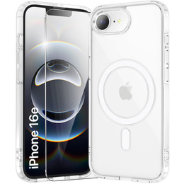 Μαγνητική θήκη MagSafe για iPhone 16, ERBORD CrystalMag, Διαφανής + Γυαλί οθόνης