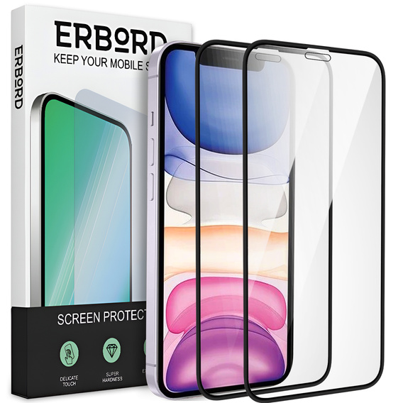 2x Κεραμικό υβριδικό γυαλί ERBORD για iPhone XR / 11