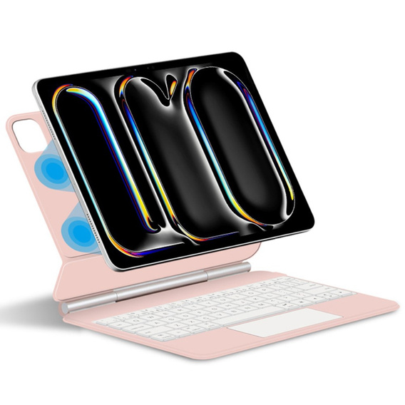 Θήκη πληκτρολογίου για iPad Pro 13" 2024, Magnetic Keyboard Touchpad, ροζ