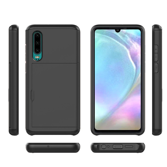 Θήκη για Huawei P30, Sliding Card Holder, μαύρη