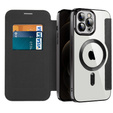 Θήκη με πτερύγιο για iPhone 12 Pro, RFID Wallet MagSafe CamShield, μαύρη