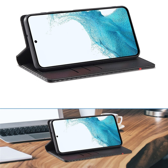 Θήκη LC.IMEEKE με πτερύγιο για Samsung Galaxy A17 5G, ανθρακονημάτινη, μαύρο