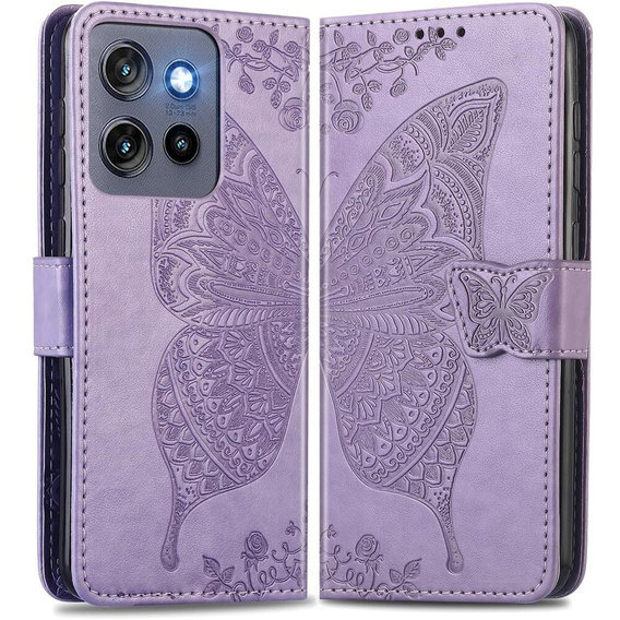 Θήκη με πτερύγιο για Motorola Edge 50 Neo / Motorola ThinkPhone 25, Butterfly, μωβ