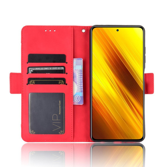 Θήκη με πτερύγιο για Xiaomi Poco X3 NFC / Poco X3 Pro, Card Slot, κόκκινη