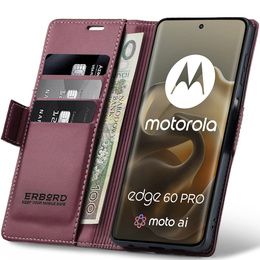 ERBORD Γυαλιστερό πορτοφόλι Litchi με πτερύγιο για Motorola Edge 60 Pro
