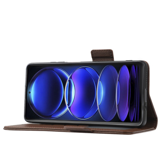 Θήκη με πτερύγιο για Xiaomi Redmi Note 12 5G / POCO X5 5G, Wallet Litchi Magnet, καφέ