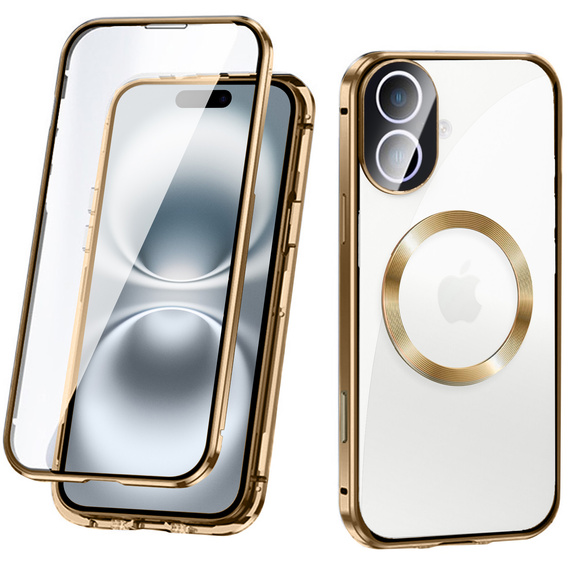 Μαγνητική θήκη MagSafe Dual Glass για iPhone 16, χρυσή