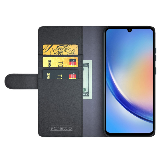 θήκη με πτερύγιο για Samsung Galaxy A35 5G, Split Leather, μαύρη