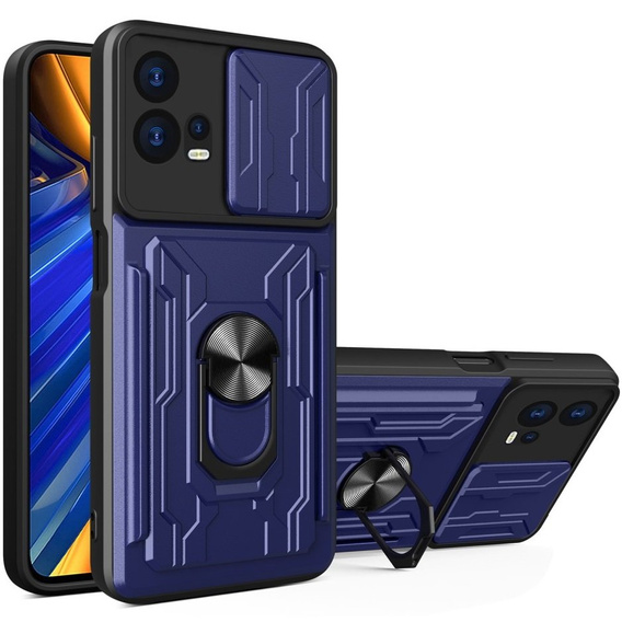 Θωρακισμένη θήκη για Motorola Edge 30 Fusion 5G, Camera Slide Card Slot, μπλε