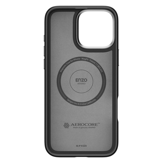 θήκη Spigen για iPhone 16 Pro Max, Enzo Aramid MagSafe, Μαύρο άνθρακα / ασημί + γυαλί 9H tempered glass