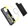 θήκη Spigen για iPhone 16 Pro, Rugged Armor MagSafe, γκρι + μετριασμένο γυαλί 9H