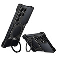 Θήκη για Samsung Galaxy S25 Ultra, Kickstand Bumper, με κάλυμμα φακού, για MagSafe, μαύρο / ασημί