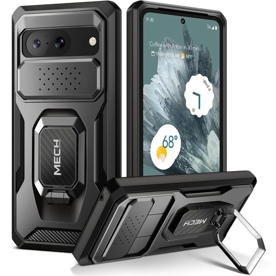 Θήκη για Google Pixel 8, Tongate MECH Series με βάση στήριξης, μαύρη